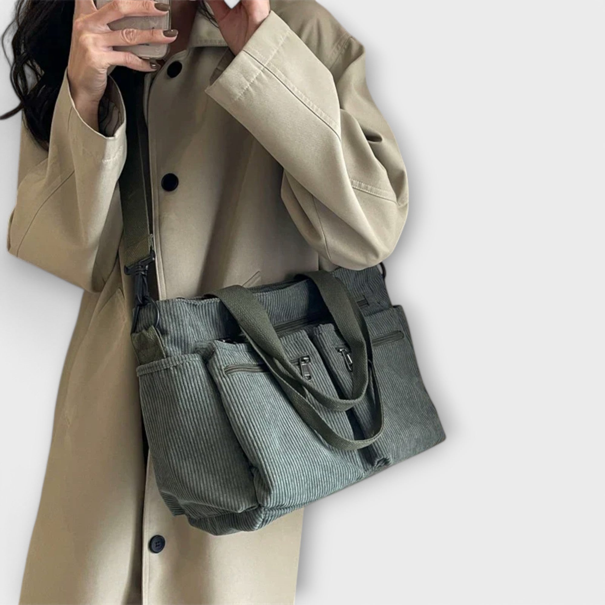 Giulia – Borsa Tote in Velluto a Coste Impermeabile da Donna