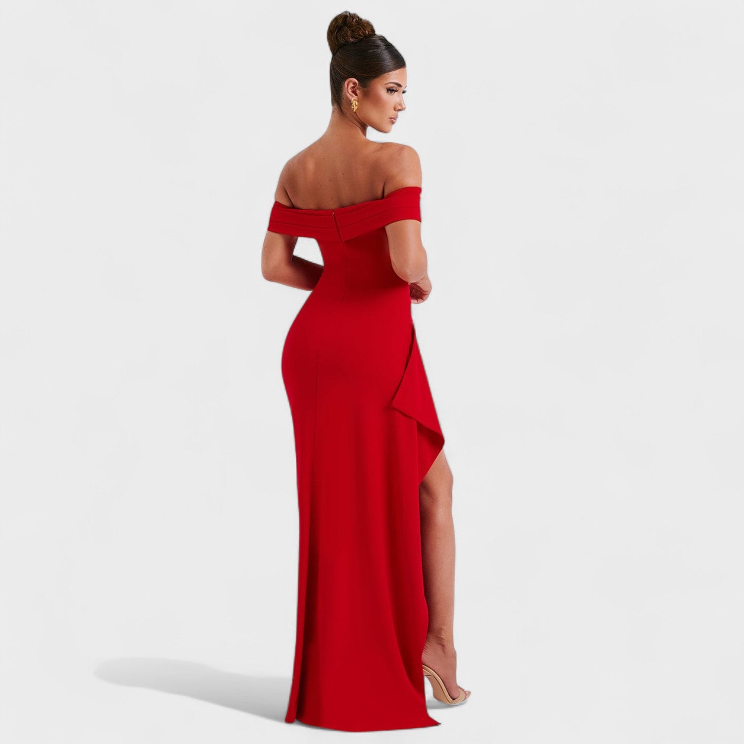 Joyce – Abito Bardot con Spacco Alto e Arricciature Eleganti