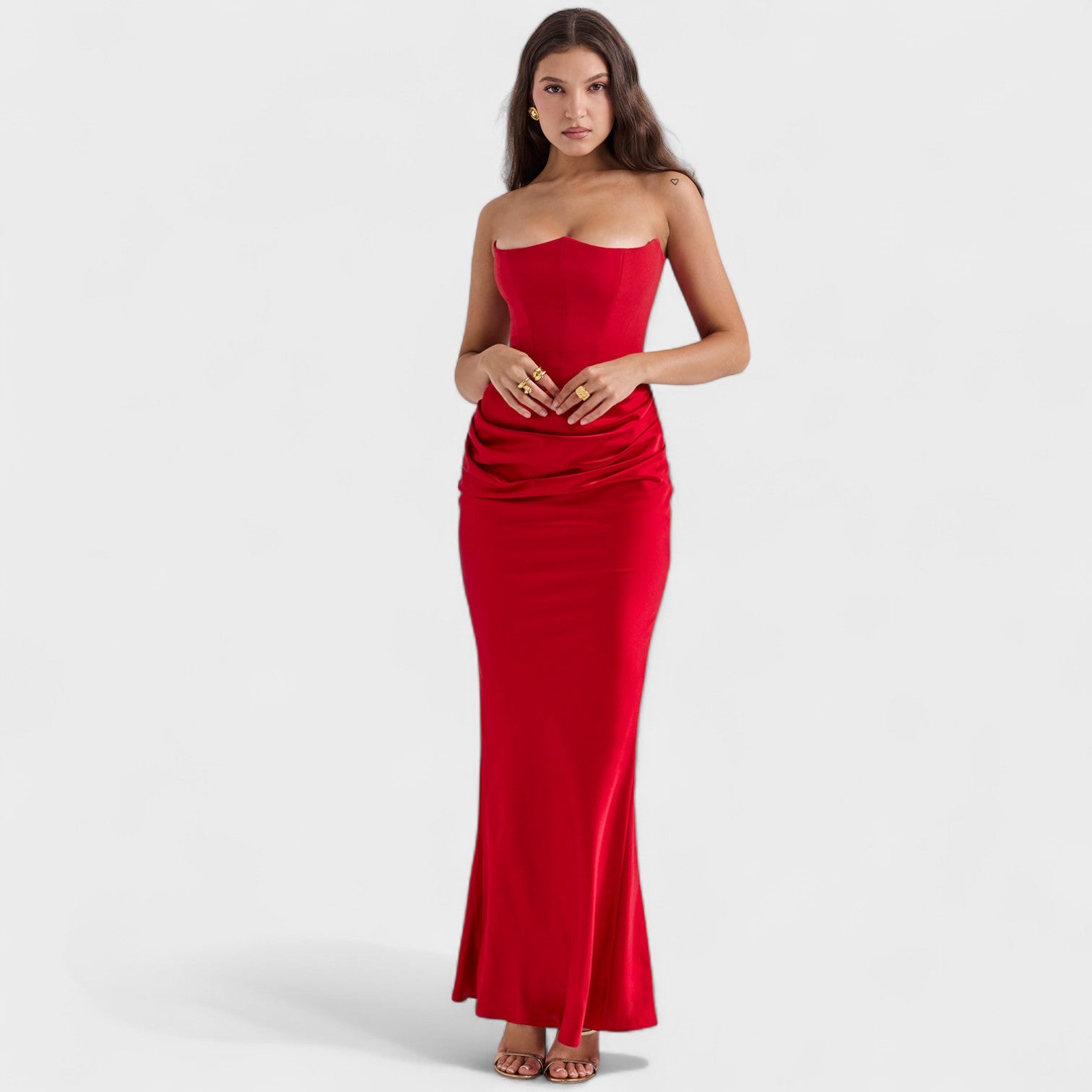 Lina – Abito Maxi Elegante da Donna con Dettagli Corsetto