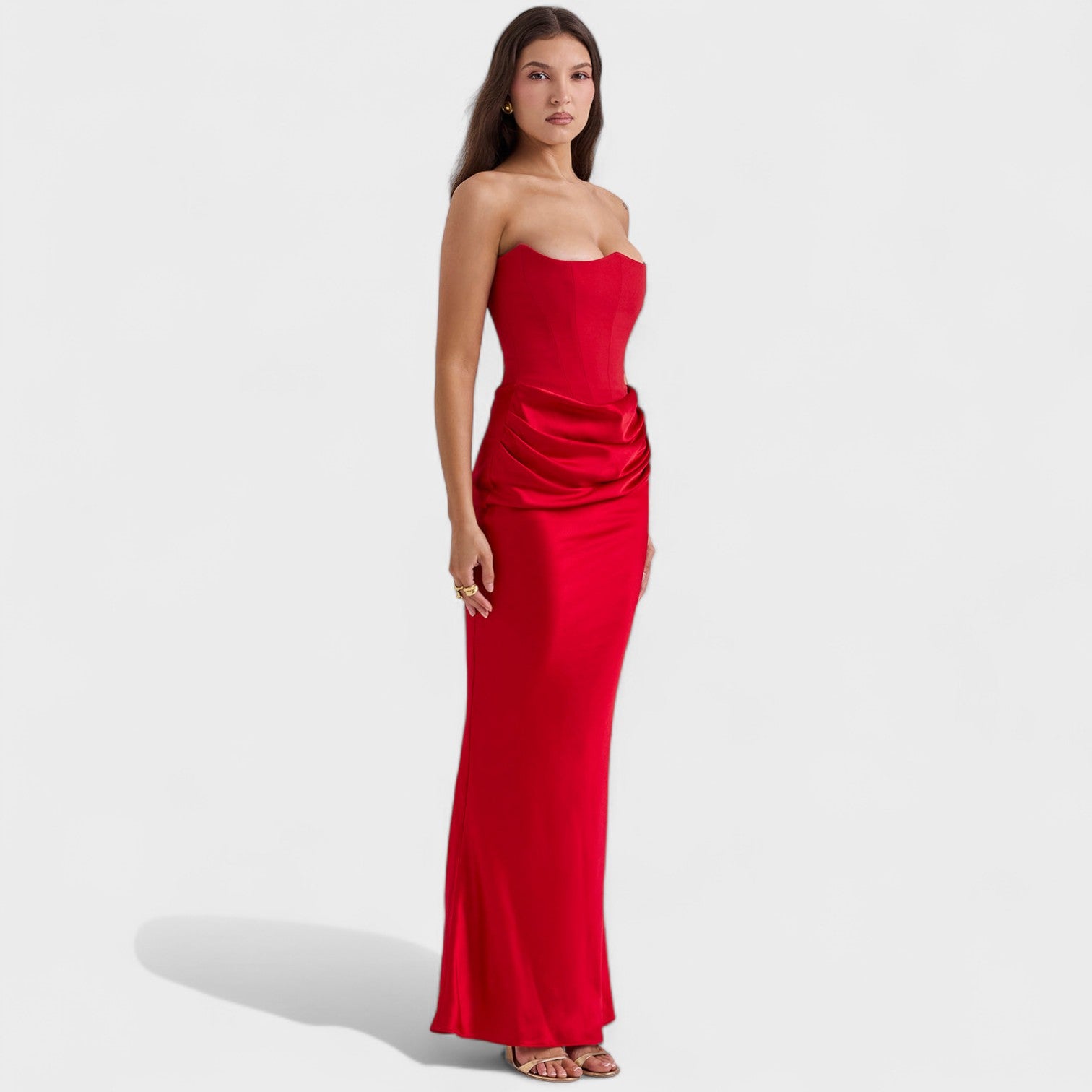 Lina – Abito Maxi Elegante da Donna con Dettagli Corsetto