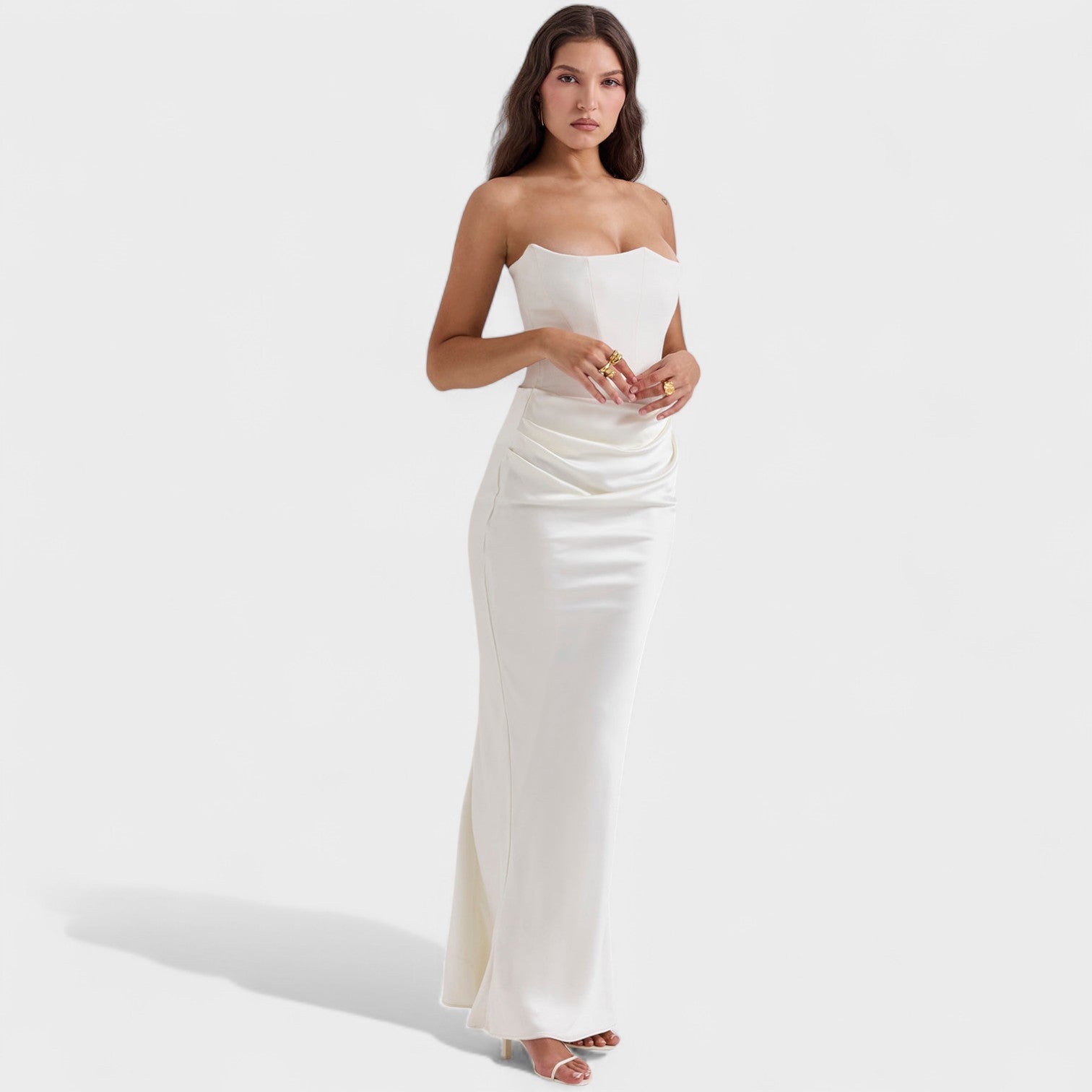 Lina – Abito Maxi Elegante da Donna con Dettagli Corsetto
