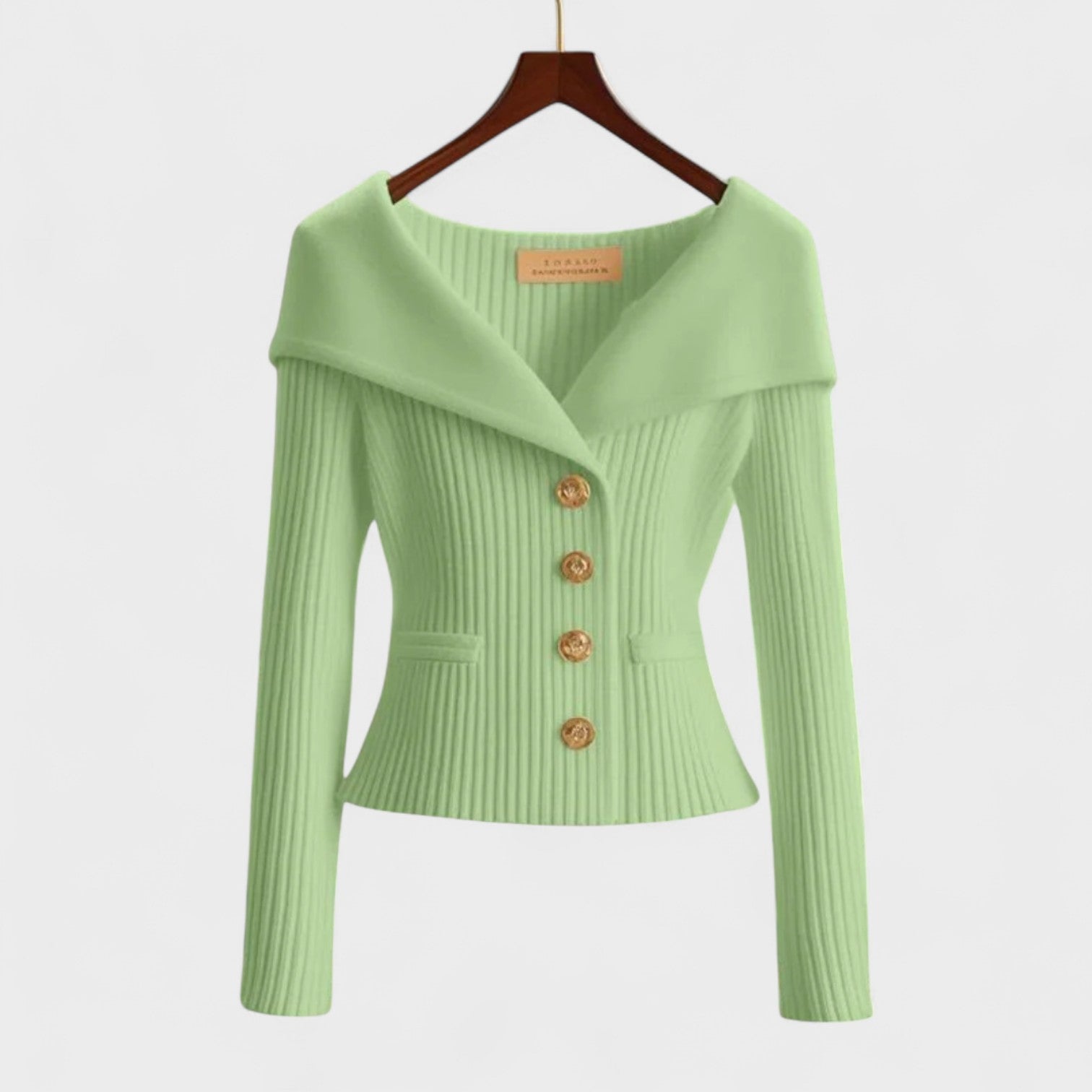 Isabela – Giacca Elegante in Maglia con Bottoni Dorati