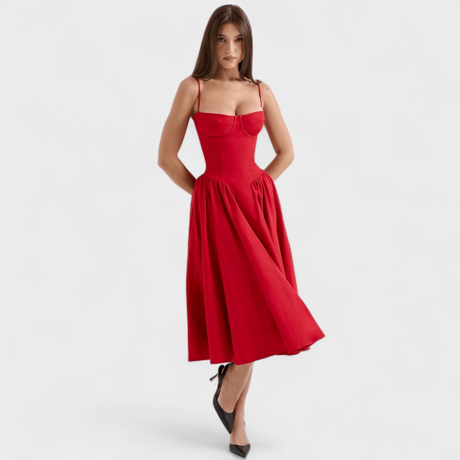 Valentina – Abito corsetto midi elegante con bustier strutturato