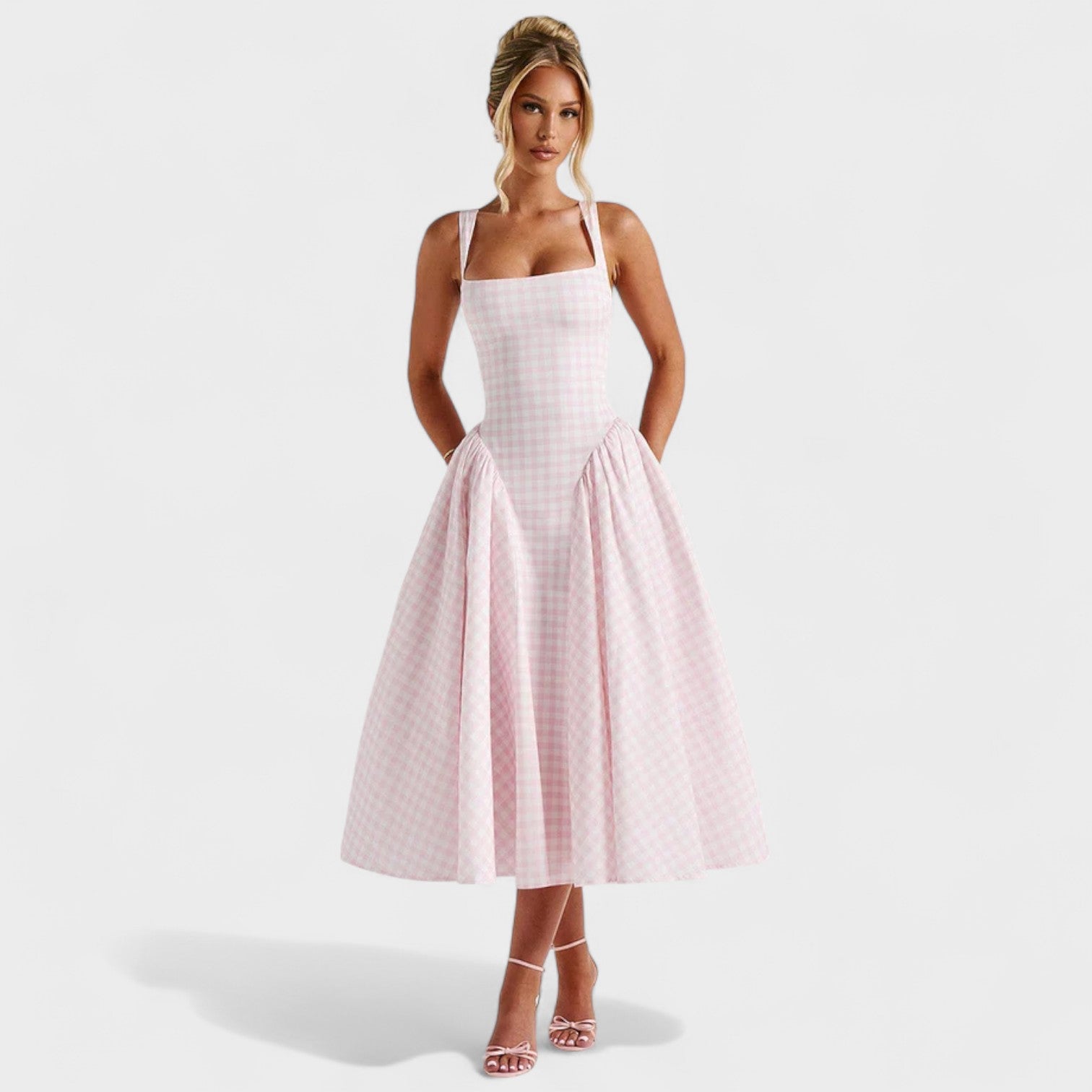 Sherrie – Abito midi con stampa vichy e ispirazione vintage