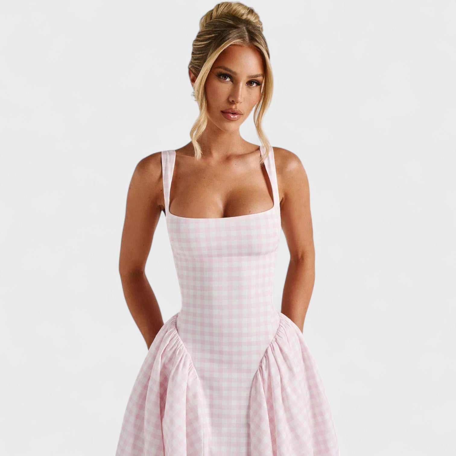 Sherrie – Abito midi con stampa vichy e ispirazione vintage