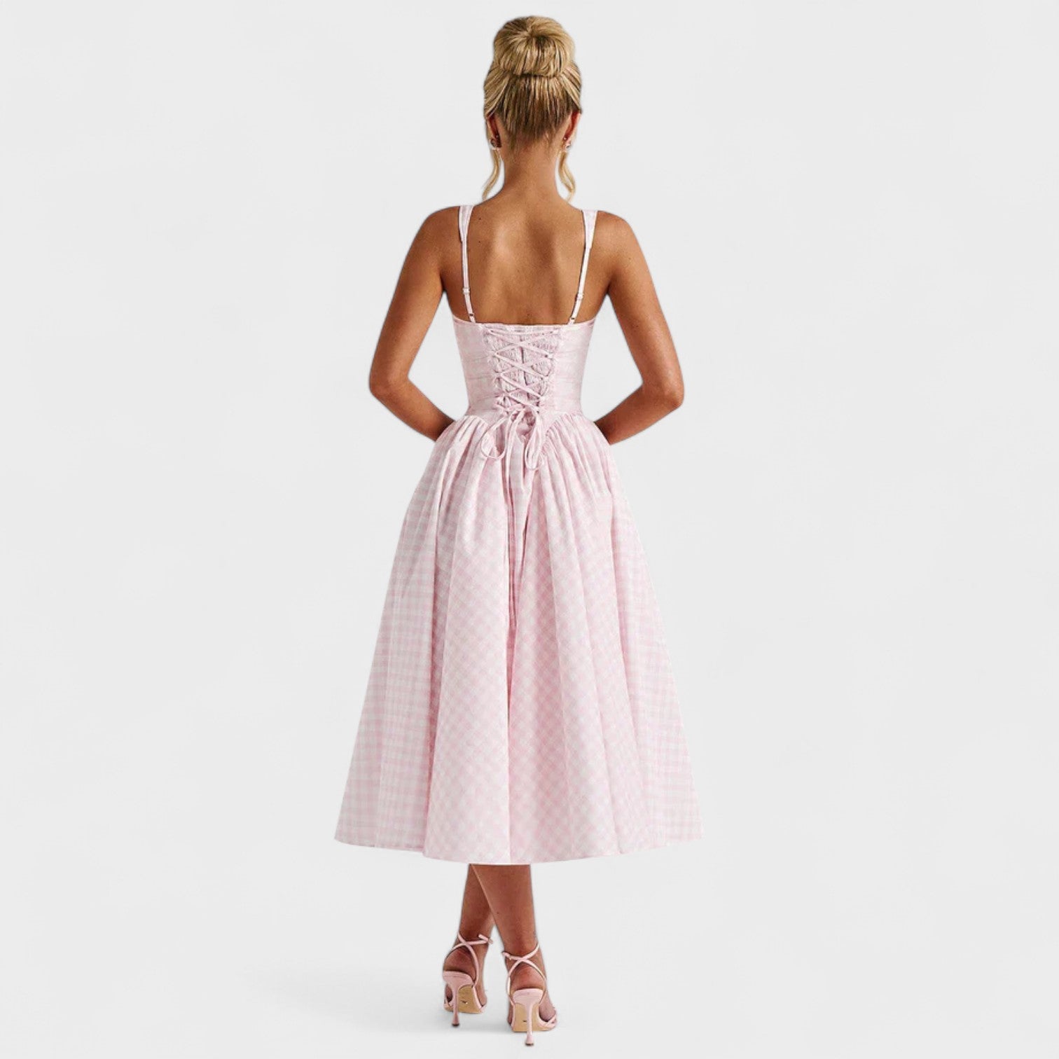 Sherrie – Abito midi con stampa vichy e ispirazione vintage