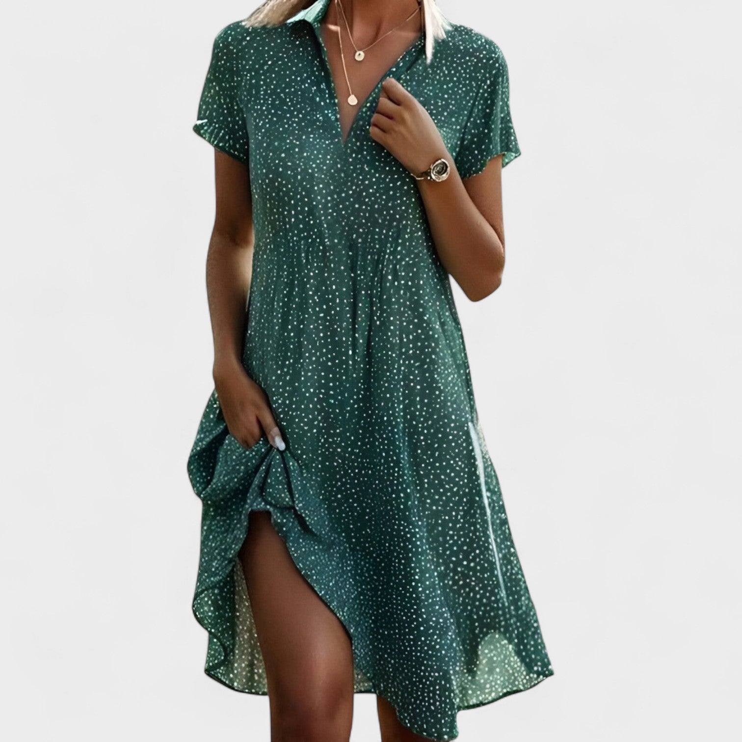 Elia – Abito camicia midi elegante a pois